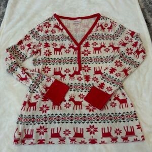 Hanna Andersson Red and White Reindeer Pajama Top Women’s Large